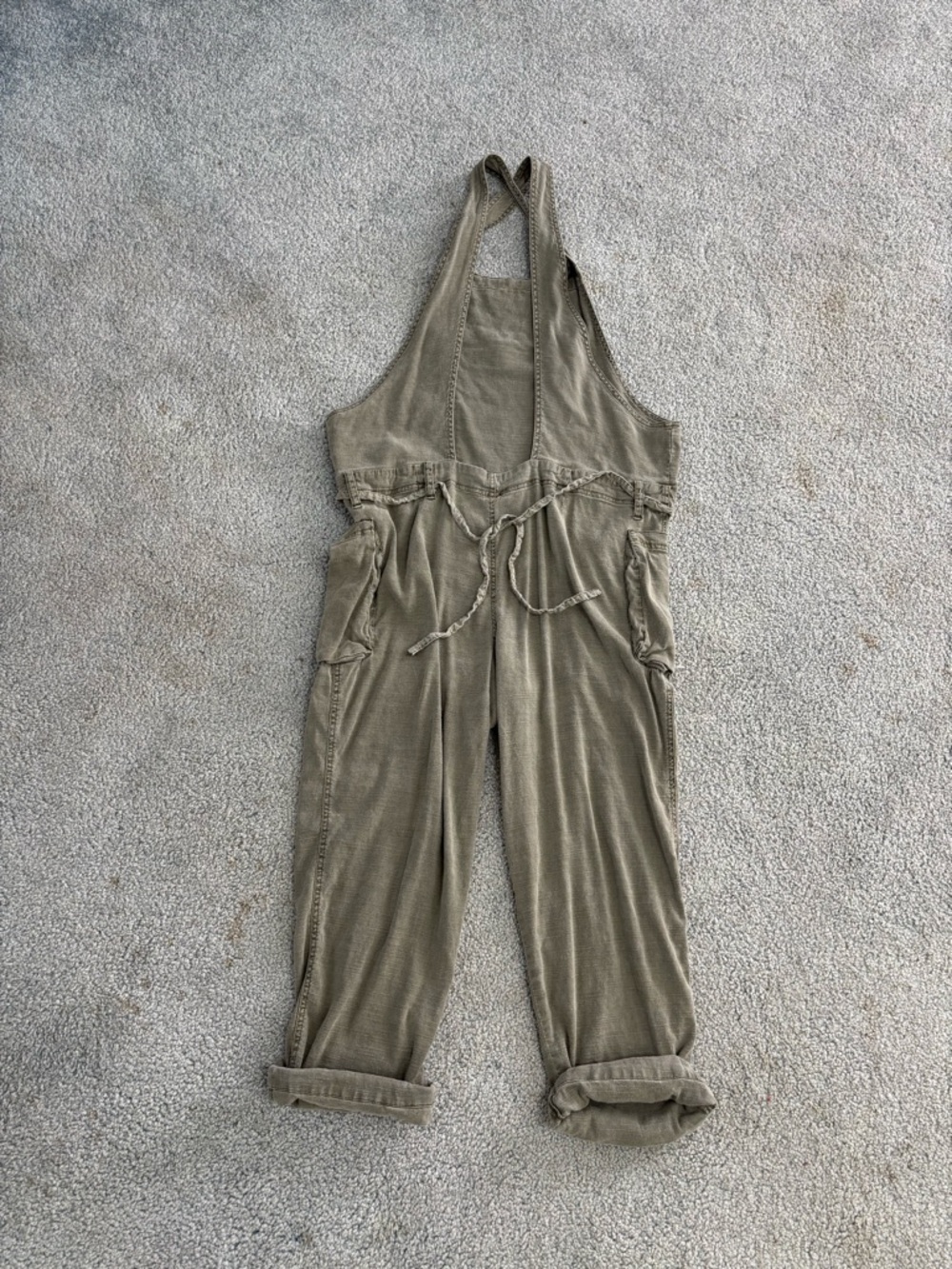 Free People Olive Utility Tie-Front Jumpsuit